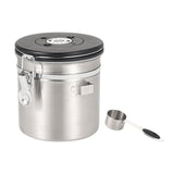 Maxbell Coffee Canister Airtight with Measuring Spoon Coffee Lovers Gifts Sealed Jug silver 1.2L