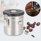 Maxbell Coffee Canister Airtight with Measuring Spoon Coffee Lovers Gifts Sealed Jug silver 1.2L