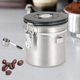 Maxbell Coffee Canister Airtight with Measuring Spoon Coffee Lovers Gifts Sealed Jug silver 1.2L