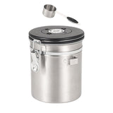 Maxbell Coffee Canister Airtight with Measuring Spoon Coffee Lovers Gifts Sealed Jug silver 1.5L