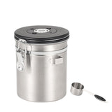 Maxbell Coffee Canister Airtight with Measuring Spoon Coffee Lovers Gifts Sealed Jug silver 1.5L