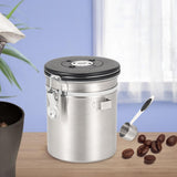 Maxbell Coffee Canister Airtight with Measuring Spoon Coffee Lovers Gifts Sealed Jug silver 1.5L