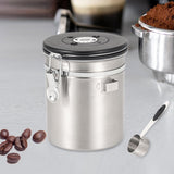 Maxbell Coffee Canister Airtight with Measuring Spoon Coffee Lovers Gifts Sealed Jug silver 1.5L