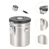 Maxbell Coffee Canister Airtight with Measuring Spoon Coffee Lovers Gifts Sealed Jug silver 1.5L