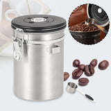 Maxbell Coffee Canister Airtight with Measuring Spoon Coffee Lovers Gifts Sealed Jug silver 1.8L