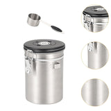 Maxbell Coffee Canister Airtight with Measuring Spoon Coffee Lovers Gifts Sealed Jug silver 1.8L