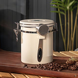 Maxbell Coffee Canister Airtight with Measuring Spoon Coffee Lovers Gifts Sealed Jug white 1.5L