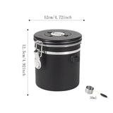 Maxbell Coffee Canister Airtight with Measuring Spoon Coffee Lovers Gifts Sealed Jug black 1.2L