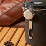 Maxbell Coffee Canister Airtight with Measuring Spoon Coffee Lovers Gifts Sealed Jug black 1.2L