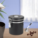 Maxbell Coffee Canister Airtight with Measuring Spoon Coffee Lovers Gifts Sealed Jug black 1.2L
