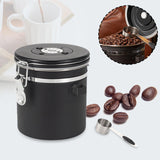 Maxbell Coffee Canister Airtight with Measuring Spoon Coffee Lovers Gifts Sealed Jug black 1.2L