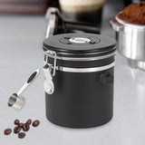 Maxbell Coffee Canister Airtight with Measuring Spoon Coffee Lovers Gifts Sealed Jug black 1.2L