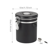 Maxbell Coffee Canister Airtight with Measuring Spoon Coffee Lovers Gifts Sealed Jug black 1.5L