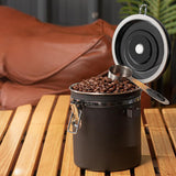Maxbell Coffee Canister Airtight with Measuring Spoon Coffee Lovers Gifts Sealed Jug black 1.8L