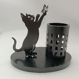 Maxbell Cat Pen Holder Versatile Gift Makeup Brush Holder for Home Countertop Office