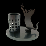 Maxbell Cat Pen Holder Versatile Gift Makeup Brush Holder for Home Countertop Office