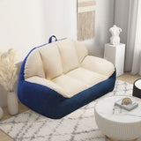 Maxbell Leisure Lazy Sofa Soft Floor Loveseat for Apartment Living Room Playing Room white blue