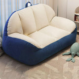 Maxbell Leisure Lazy Sofa Soft Floor Loveseat for Apartment Living Room Playing Room white blue