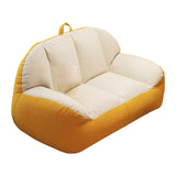 Maxbell Leisure Lazy Sofa Soft Floor Loveseat for Apartment Living Room Playing Room white yellow