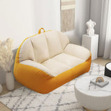 Maxbell Leisure Lazy Sofa Soft Floor Loveseat for Apartment Living Room Playing Room white yellow