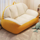 Maxbell Leisure Lazy Sofa Soft Floor Loveseat for Apartment Living Room Playing Room white yellow