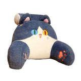 Maxbell Back Rest Pillow Breathable Cute Reading Pillow for Watching TV Gaming Couch Blue Cat Shape