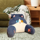 Maxbell Back Rest Pillow Breathable Cute Reading Pillow for Watching TV Gaming Couch Blue Cat Shape
