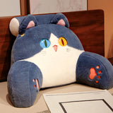 Maxbell Back Rest Pillow Breathable Cute Reading Pillow for Watching TV Gaming Couch Blue Cat Shape