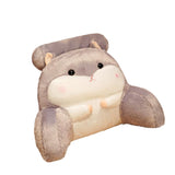 Maxbell Back Rest Pillow Breathable Cute Reading Pillow for Watching TV Gaming Couch Gray Hamster Shape