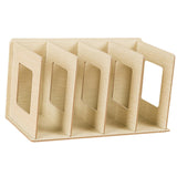 Maxbell Wooden Desktop Bookshelf Multifunctional File Organizer for Office Desk Dorm Beige