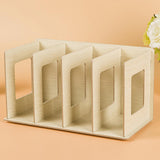 Maxbell Wooden Desktop Bookshelf Multifunctional File Organizer for Office Desk Dorm Beige