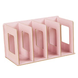 Maxbell Wooden Desktop Bookshelf Multifunctional File Organizer for Office Desk Dorm Pink