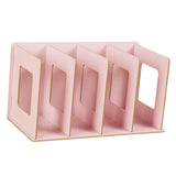 Maxbell Wooden Desktop Bookshelf Multifunctional File Organizer for Office Desk Dorm Pink