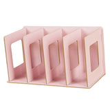 Maxbell Wooden Desktop Bookshelf Multifunctional File Organizer for Office Desk Dorm Pink