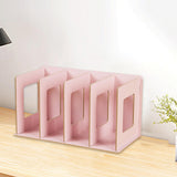 Maxbell Wooden Desktop Bookshelf Multifunctional File Organizer for Office Desk Dorm Pink