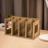 Maxbell Wooden Desktop Bookshelf Multifunctional File Organizer for Office Desk Dorm Brown