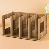 Maxbell Wooden Desktop Bookshelf Multifunctional File Organizer for Office Desk Dorm Brown