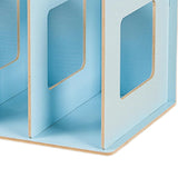 Maxbell Wooden Desktop Bookshelf Multifunctional File Organizer for Office Desk Dorm Blue