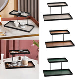 Maxbell Double Layer Vanity Organizer Tray Round Shelf for Bedroom Entryway Tabletop Beige
