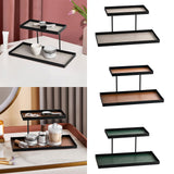 Maxbell Double Layer Vanity Organizer Tray Round Shelf for Bedroom Entryway Tabletop Beige