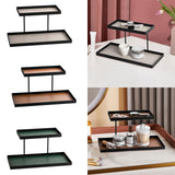 Maxbell Double Layer Vanity Organizer Tray Round Shelf for Bedroom Entryway Tabletop Beige