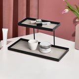 Maxbell Double Layer Vanity Organizer Tray Round Shelf for Bedroom Entryway Tabletop Beige