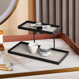 Maxbell Double Layer Vanity Organizer Tray Round Shelf for Bedroom Entryway Tabletop Beige