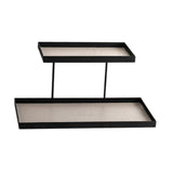 Maxbell Double Layer Vanity Organizer Tray Round Shelf for Bedroom Entryway Tabletop Beige