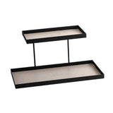 Maxbell Double Layer Vanity Organizer Tray Round Shelf for Bedroom Entryway Tabletop Beige