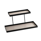 Maxbell Double Layer Vanity Organizer Tray Round Shelf for Bedroom Entryway Tabletop Beige