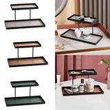 Maxbell Double Layer Vanity Organizer Tray Round Shelf for Bedroom Entryway Tabletop Beige