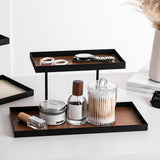 Maxbell Double Layer Vanity Organizer Tray Round Shelf for Bedroom Entryway Tabletop Brown