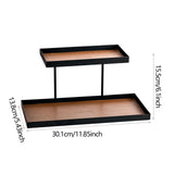 Maxbell Double Layer Vanity Organizer Tray Round Shelf for Bedroom Entryway Tabletop Brown