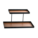 Maxbell Double Layer Vanity Organizer Tray Round Shelf for Bedroom Entryway Tabletop Brown
